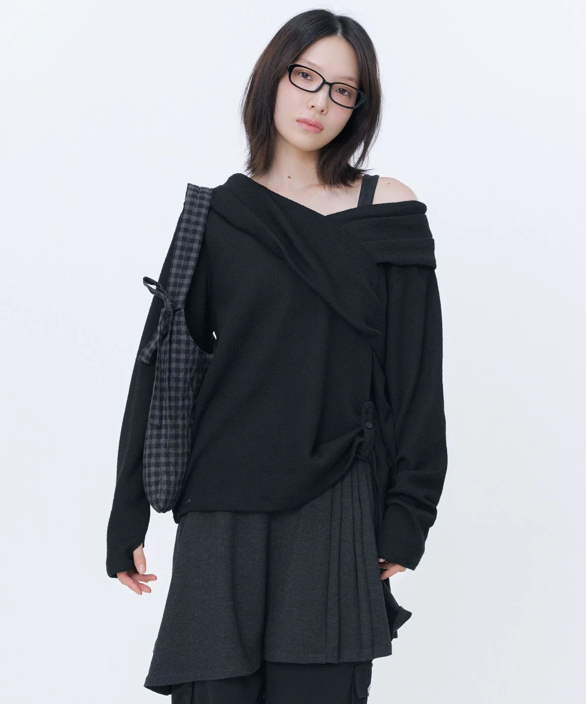 [송이송이x미세키서울]Layered pleats one piece SET BLACK