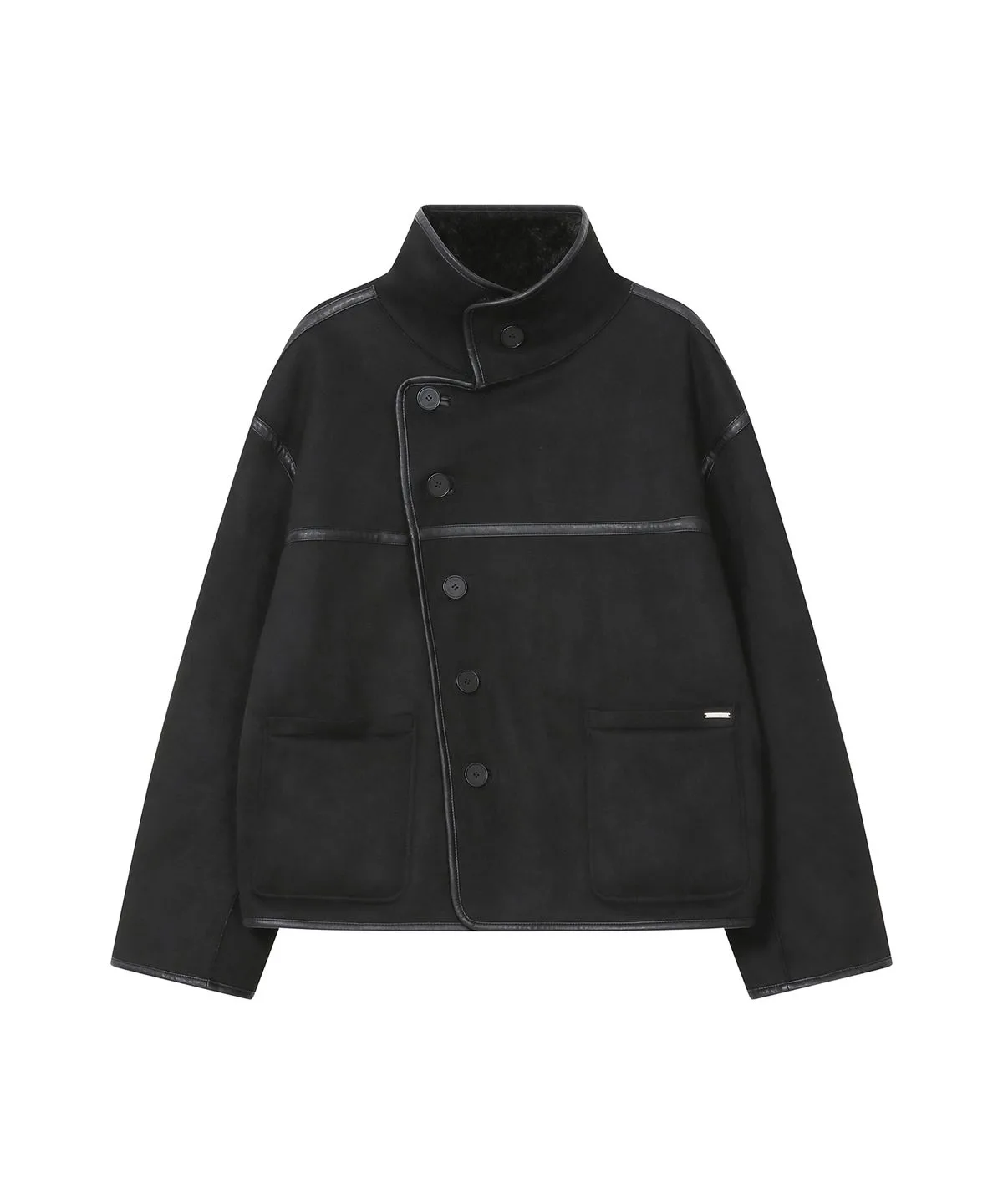 [송이송이x미세키서울]Diagonal reversible shearing jacket BLACK