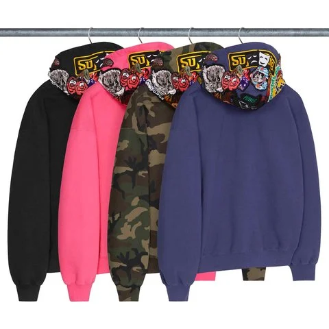Patches Zip Up Hooded Sweatshirt