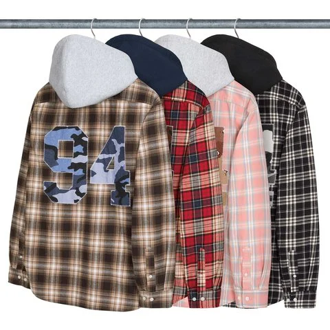 Appliqué Hooded Flannel Shirt