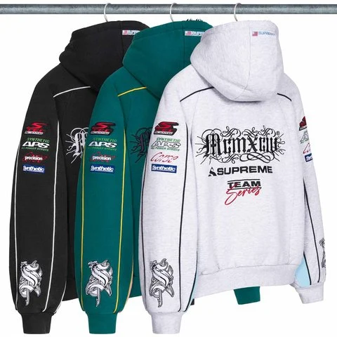 Racing Lined Zip Up Hooded Sweatshirt